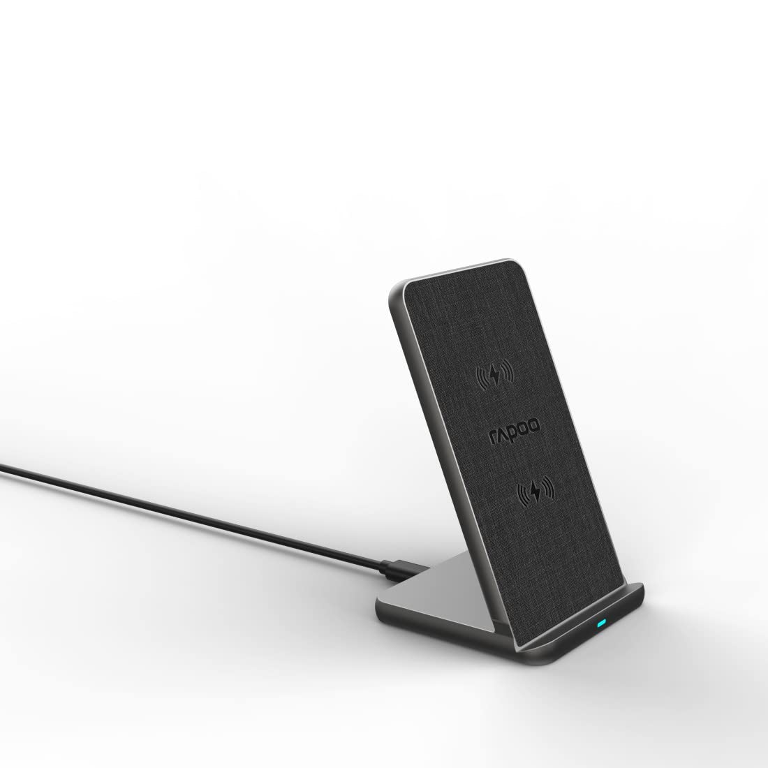 Rapoo XC360 kabelloses 15W Induktionsladegerät für Smartphone, Ladegerät für iOS und Android (z.B. iPhone, AirPod, Samsung), flach, Qi-Laden, Schnellladen, Überladeschutz, grau