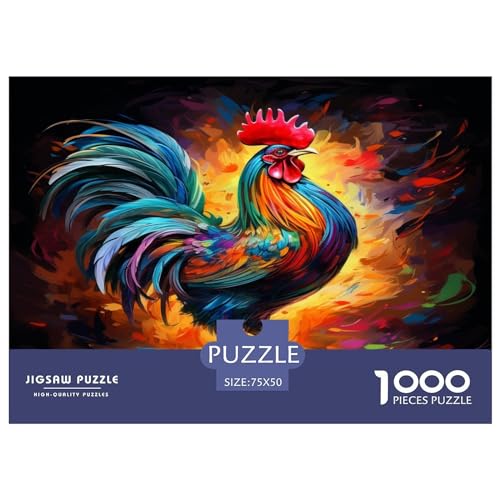 Cool and Colorful Rooster Puzzles 1000 Teile Erwachsene Educational Game Wohnkultur Geburtstag Family Challenging Games Stress Relief Toy 1000pcs (75x50cm)