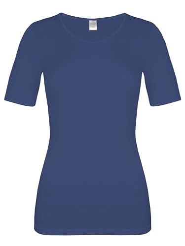 wobera Angora Damen-Unterhemd mit ½ Arm mit 40% Angora und 60% Baumwolle (Gr. M, Farbe: Marine), 252