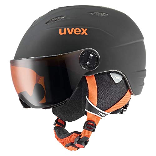 Uvex junior visor pro kinderskihelm (größe: 54-56 cm, 28 black/orange mat)