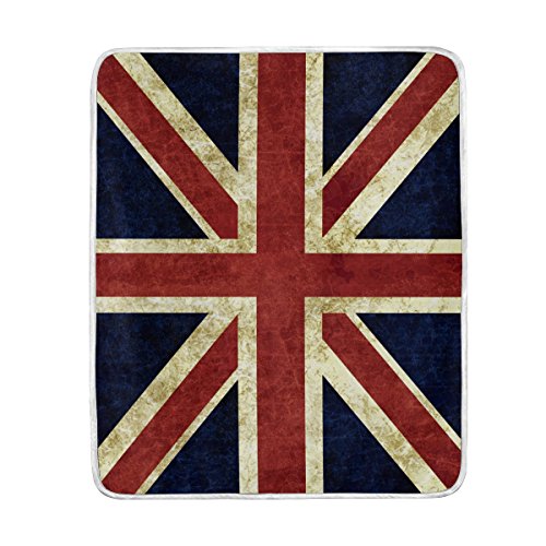 Use7 Weiche warme Decke mit Motiv der englischen Flagge, für Bett, Couch, Sofa, leicht, für Reisen, Camping 127 cm x 152,4 cm, Überwurf, Größe für Kinder, Jungen, Frauen