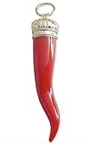 Napoli Schlüsselanhänger mit italienischem Horn, groß, Rot