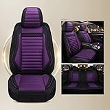 Autositzbezug, Vorne Hinten 5 Sitz Full Set Universal Leinen Leder Vier Jahreszeiten Pad Kompatibel Airbag Seat Protectors (Farbe : Lila)