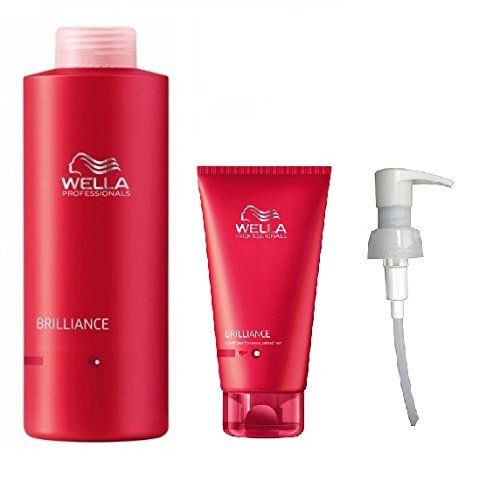 Wella Brilliance feines Shampoo 1000 ml, Conditioner 200 ml und Pumpe