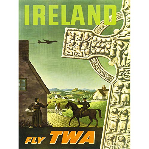 Wee Blue Coo Vintage-Poster mit irischem keltischen Kreuz, 45,7 x 61 cm, LV5006
