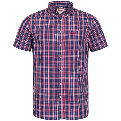 Lonsdale Brixworth Kurzarmhemd Hemd (M, red/White/Blue)