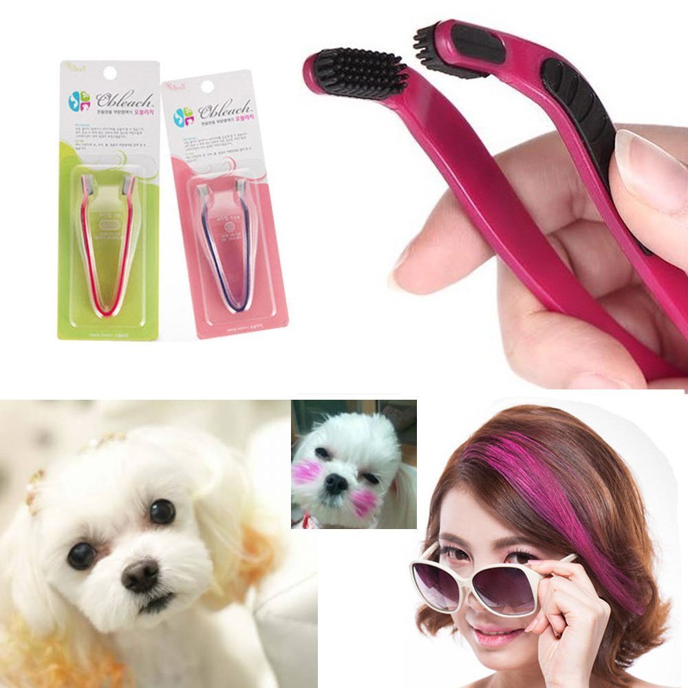 Ohble 2PCS Dog Hair Coloring Tool Hair Bleach Pet Hair Styling Comb Highlight Dye Hair Brush DIY