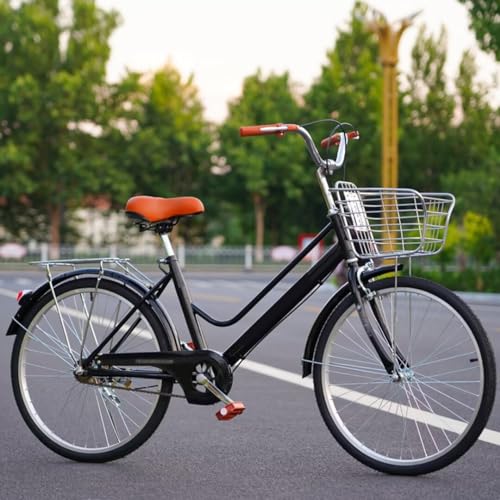 LSQXSS Single-Speed-Pedal-Fahrrad für Jugendliche, städtisches Pendlerfahrrad für unterwegs, höhenverstellbarer Lenkersattel, Doppelbremsen, Mobilitätsfahrrad mit hinterem Gepäckträger