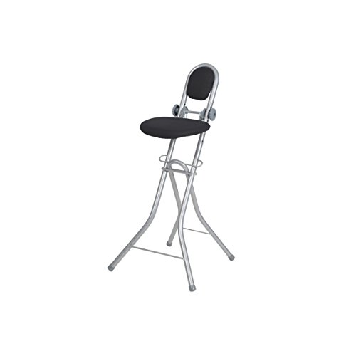 Ribelli Bügelstehhilfe Stehhilfe Stehstuhl 6-Fach höhenverstellbar klappbar Bügelstuhl Stehsitz ergonomisches Sitzen - Stehsitz zum Bügeln mit Rückenlehne (schwarz)