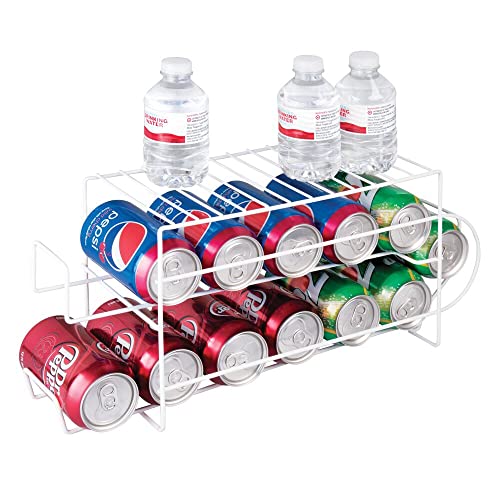 mDesign Kühlschrankbox für Lebensmittel - moderner Küchen Organizer für Getränkedosen und Konserven - stabiler Aufbewahrungsbehälter aus Metall für Kühlschrank - weiß