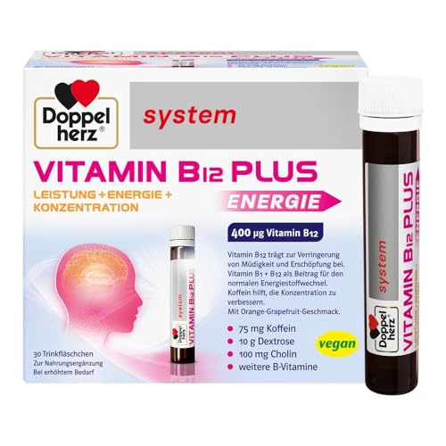 Doppelherz system VITAMIN B12 PLUS – Vitamin B12 trägt zur Verringerung von Müdigkeit und Erschöpfung bei und unterstützt die normale Funktion des Nervensystems – 30 Trinkfläschchen