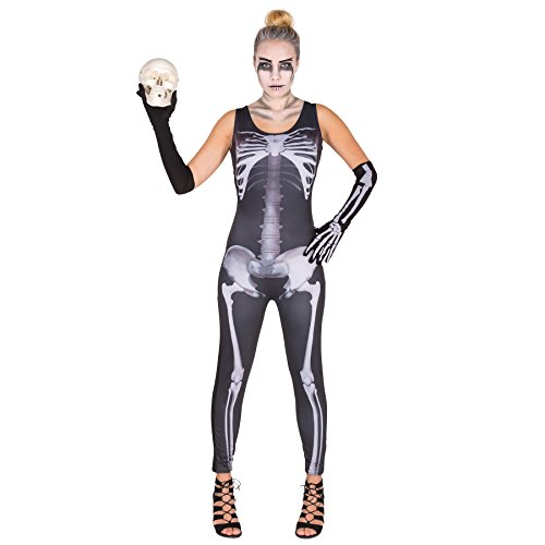 TecTake dressforfun Sexy Skelett Lady Jumpsuit Frauenkostüm mit Skelettaufdruck inkl. Armstulpen (S | Nr. 300141)