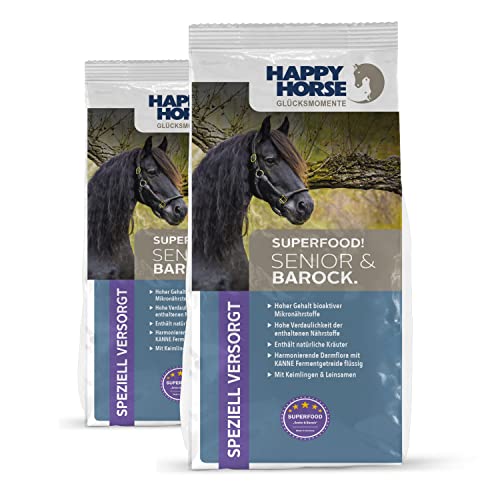 Happy Horse Superfood Senior & Barock 2 x 14 kg - Das ideale Pferdefutter für Senioren. Hohe Vitalstoffdichte - geringe Fütterungsmenge.…
