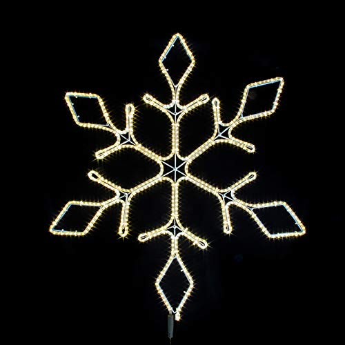 Pridea LED Schneeflocke mit Funkeleffekt | 576 LED`s | 71cm | 40 Funkel LEDs | Weihnachtsbeleuchtung Weihnachtsdeko Weihnachtsfenster Balkon Deko Indoor Outdoor