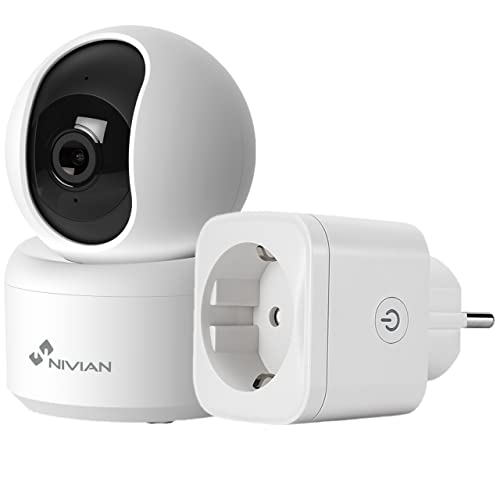 Nivian Dome Kamera 360° WiFi+SteckerAufnahme auf MicroSD(nicht im Lieferumfang enthalten)2KAudioZweiWegeErkennung für Menschen und AutoTrackingGeeignet für den Innenbereich, kompatibel mit