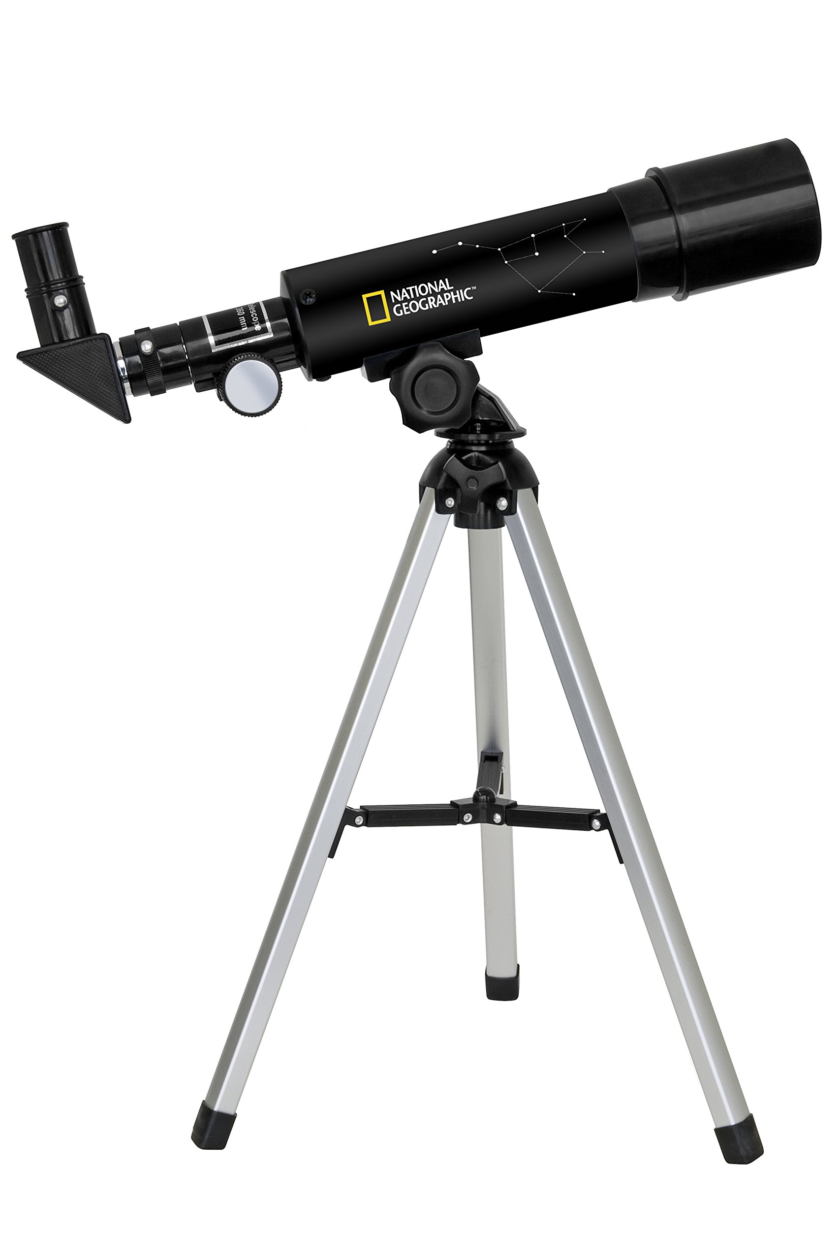 National Geographic 50/360 Teleskop mit Tischstativ aus Aluminium, 60-facher Vergrößerung und Zenitspiegel für Land- und Planetenbeobachtungen, schwarz