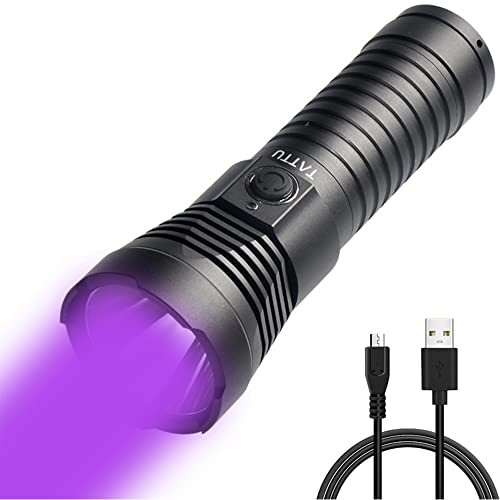 TATTU U3 UV Taschenlampe 395nm Schwarzlicht Wiederaufladbare Schwarz Licht 10W LED Lampe mit Micro USB Ladekabel