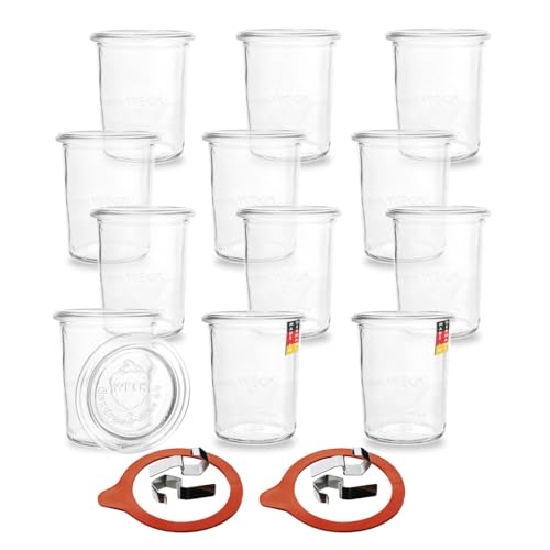 12er Pack Weck Sturzglas 160ml RR60 - Vielseitige Einmachgläser für Kuchen im Glas, Marmelade, Konservieren, Einmachen, Dekoglas für Salate und Dip`s - Flaschenbauer