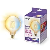 WiZ Tunable White Amber LED Lampe, Globe, E27, 50 W, Vintage Design, dimmbar, kalt- bis warmweiß, smarte Steuerung per App/Stimme über WLAN