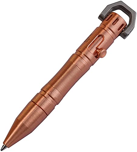 MecArmy TPX8 Mini taktischer Stift Kugelschreiber Taschen-Feder-Bolt Typ EDC Taktischer Kugelschreiber mit D-förmigem Schlüsselanhänger (Kupfer)