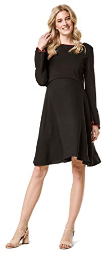 ESPRIT Maternity Damen Dress Mix Nursing ls Kleid, Schwarz (Black 001), 34 (Herstellergröße: XS)