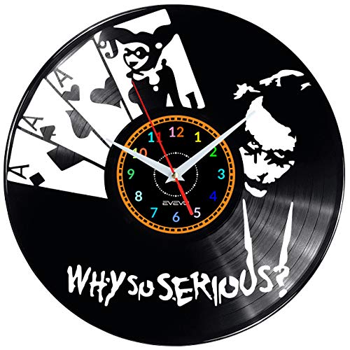 EVEVO Joker Wanduhr Vinyl Schallplatte Retro-Uhr groß Uhren Style Raum Home Dekorationen Tolles Geschenk Wanduhr Joker