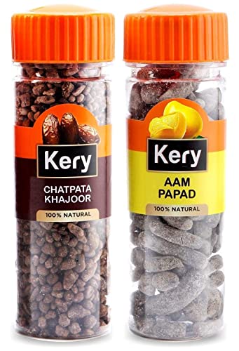 Kery Aam Papad Mango Slice & Chatpata Khajoor, 2 Flaschen, 260g (Pachak Mukhwas Mouthfreshener)_Verpackung kann variieren