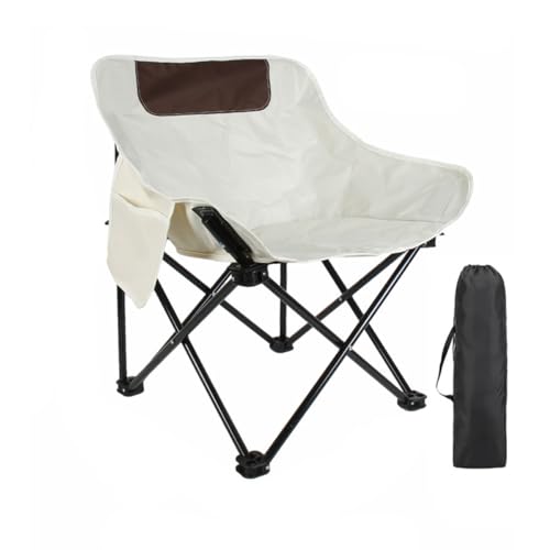 GUIJIALY Tragbarer Wanderstuhl, Klappbarer Campingstuhl mit Seitentasche und Tragetasche, Weiß