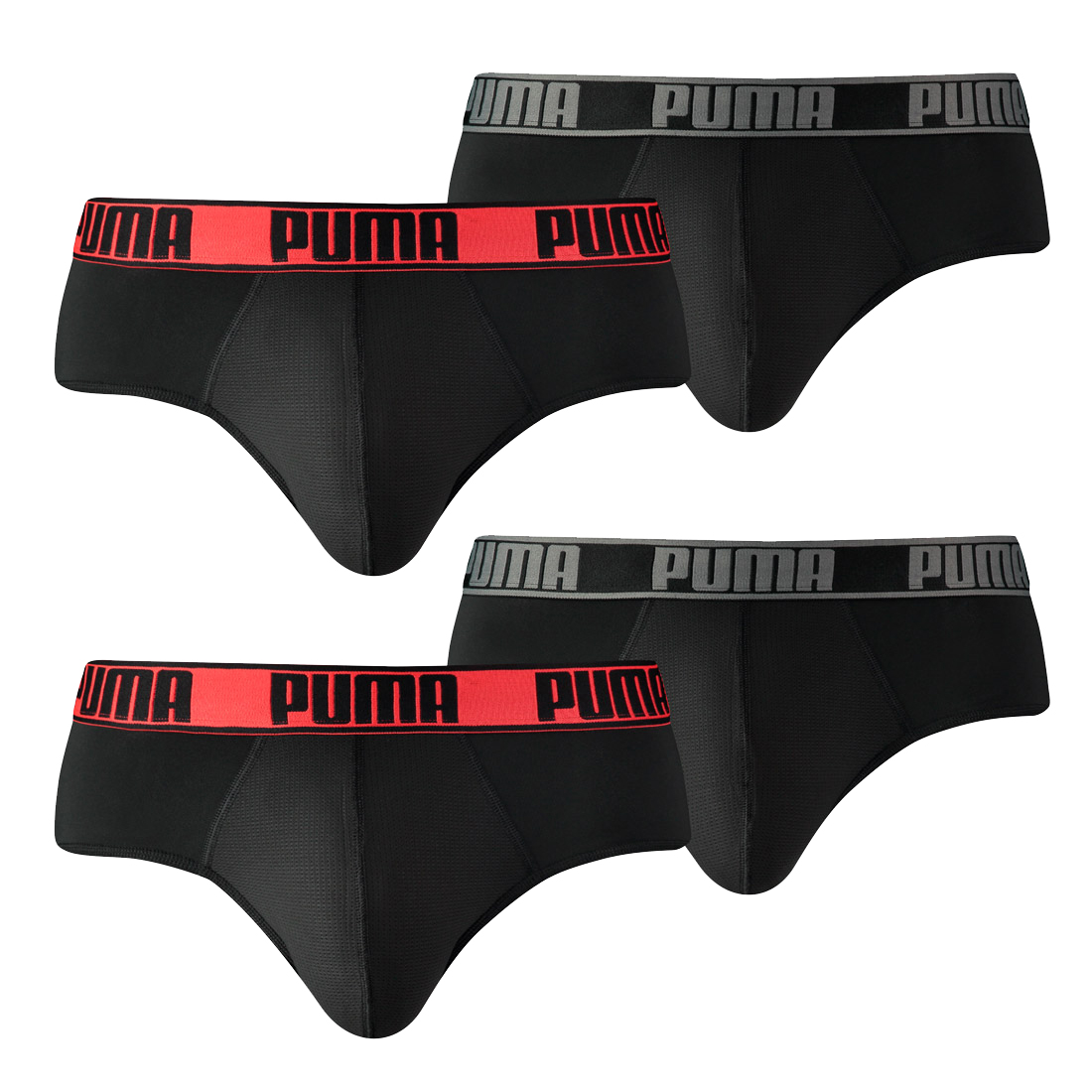 Puma Herren Slip Active Brief 4er Pack, Größe:S;Farbe:Black / Red (232)