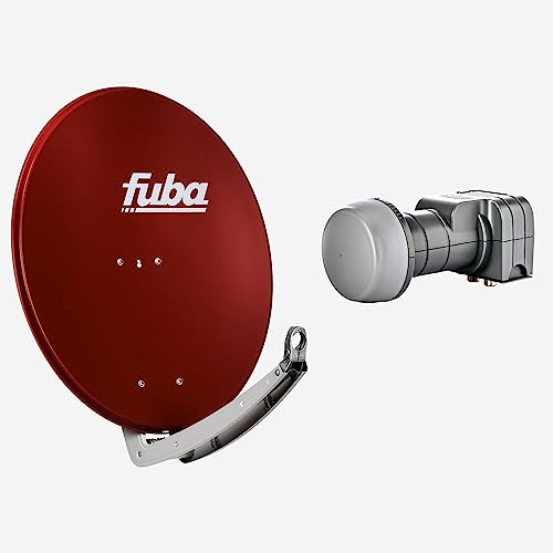 Fuba Sat Anlage 2 Teilnehmer | DAA 780 R Satellitenschüssel 80cm Alu rot (Testergebnis: ausgezeichnet)* + Fuba DEK 217 Twin LNB 2 Teilnehmer (DVB-S2, HDTV, UHD 4K/8K, 3D) mit LTE-Störfilter