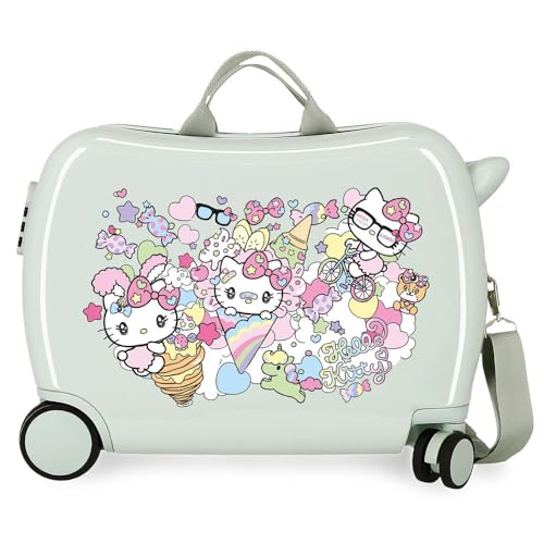 Hello Kitty Harajuko Kinderkoffer, Grün, 50 x 38 x 20 cm, starr, ABS, Seitenkombinationsverschluss, 34 l, 1,8 kg, 2 Räder, Handgepäck, grün, Talla única, kinderkoffer