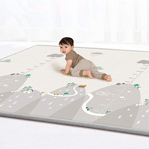 LDPE Baby-Krabbelmatte, doppelseitige wasserdichte Spielmatte, verdickte Innen- und Außenbereich, weicher Teppich, tragbare Picknickmatte, 200 x 180 x 1 cm