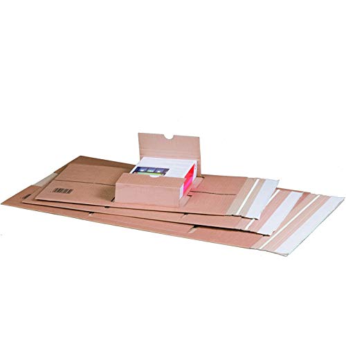 KK Verpackungen® Höhenvariable Versandverpackung für Büchersendungen | 20 Stück, DIN A3, 430x310x90mm | Buchverpackung, mittige Aufnahme mit Selbstklebeverschluss & Aufreißfaden