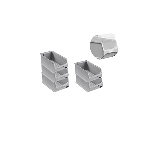 SparSet 5x Graue Sichtlagerbox 4.0 mit Abdeckung | HxBxT 15x20x35cm | 7,2 Liter | Sichtlagerbehälter, Sichtlagerkasten, Sichtlagerkastensortiment, Sortierbehälter