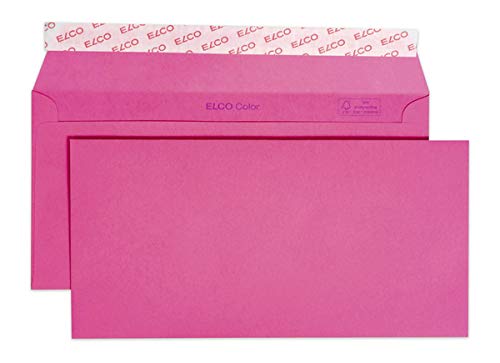 Elco 18833.52 Color Box mit Deckel und 250 Briefumschläge/Versandtasche, Haftklebeverschluss, C5/6 DL, 100g, eosinrot , Fenster: nein