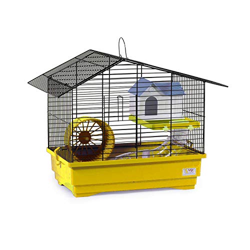 decorwelt Hamsterkäfige Gelb Außenmaße 49,5x32,5x38 Nagerkäfig Hamster Plastik Kleintier Käfig mit Zubehör