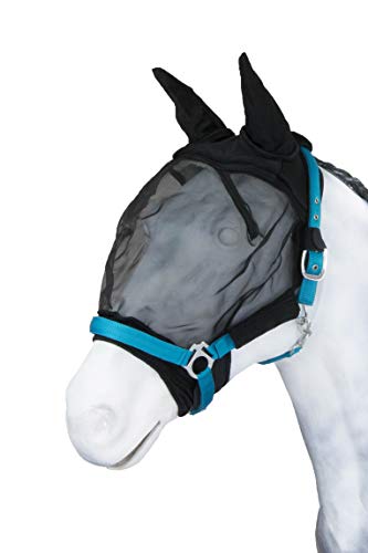 Marengos Fliegenmaske mit Ohrenschutz Premium Velcro schwarz Warmblut