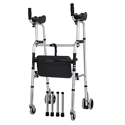 Faltbarer Aluminium-Roller mit Sitz, höhenverstellbarer aufrechter Geher mit Armlehnenpolster, für eingeschränkte Mobilität bei Behinderten