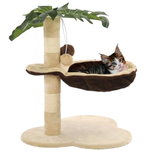 Katzenbaum für Grosse Katzen stabil groß Sisal-Kratzstangen, Katzen-Kratzbaum mit Sisal-Kratzstange 50 cm Beige und Braun Katzenbaum Katzenmöbel Spielbaum für kleine Katzen