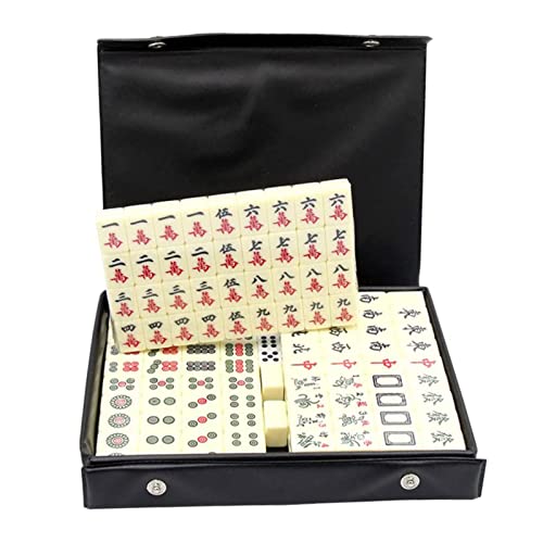 ppARK Mahjong Tragbares Mini-Mahjong-Set, chinesisches Mahjong-Set, Desktop-Spielzeug, Reise-Mahjong, interaktives Mahjong-Set, Indoor-Unterhaltungsspiel-Set, Reisespielzeug Mahjong Spiel