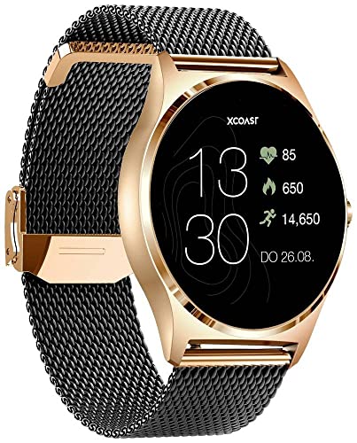 XCOAST JOLI Damen Smartwatch Fitnesstracker iOS & Android, milanaise Armband, IP67 wasserdicht, Herzfrequenz, Blutdruck, Blutsauerstoff