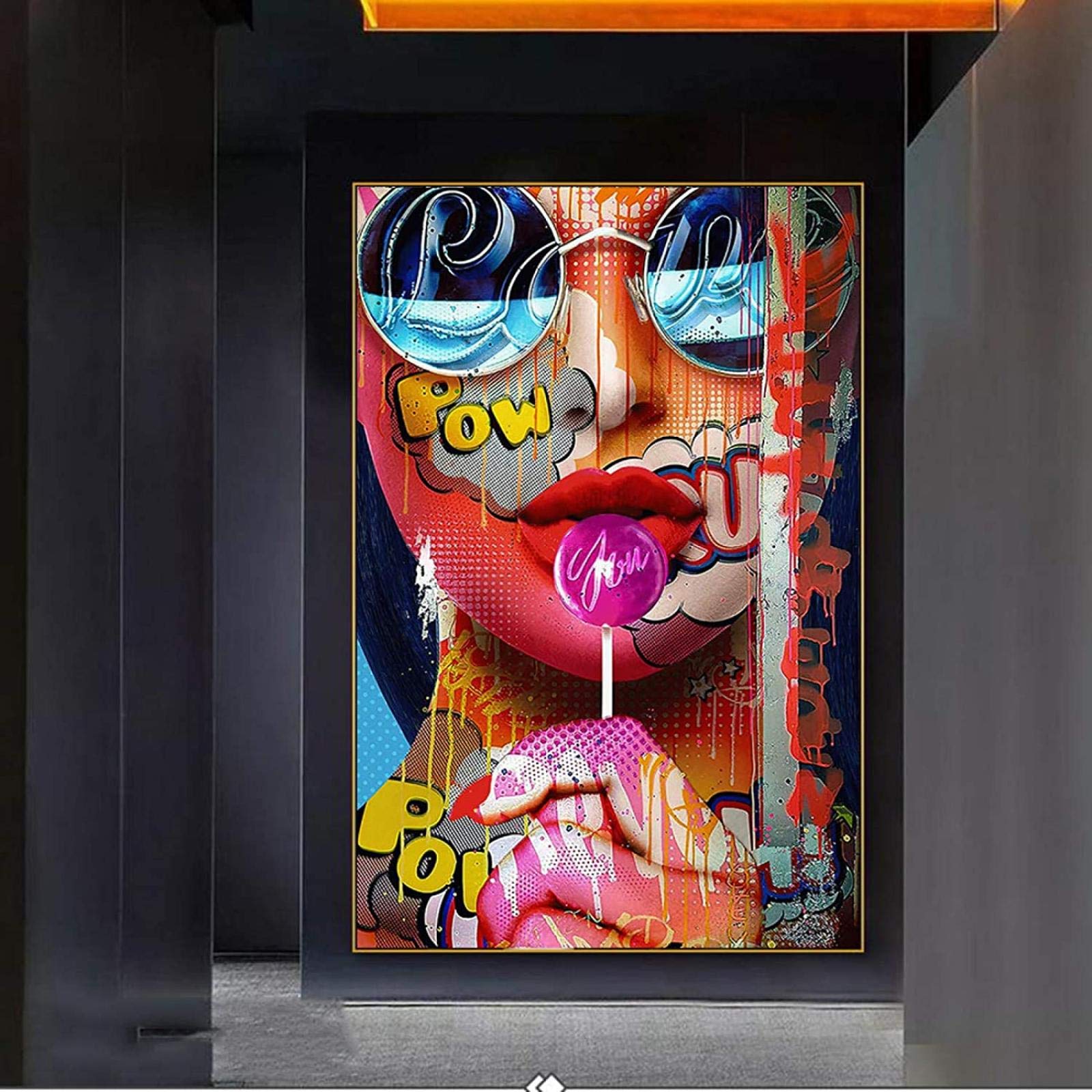Wandkunst 70x90cm ohne Rahmen Graffiti Kunst der Mädchen Leinwandbilder Poster und Drucke Abstraktes Street Art Bild für Wohnzimmer Wanddekoration