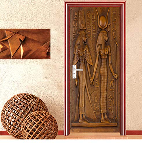 YANCONG Türposter 3D Ägyptischer Pharao Königin Tapete Fototapete Türtapete Selbstklebend Türposter 77X200Cm