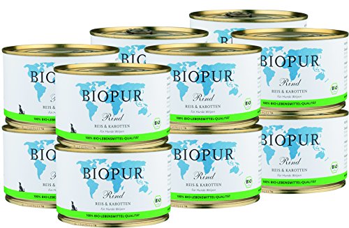 BIOPUR Bio Rind, Reis & Karotten für Hunde-Welpen 12x400g