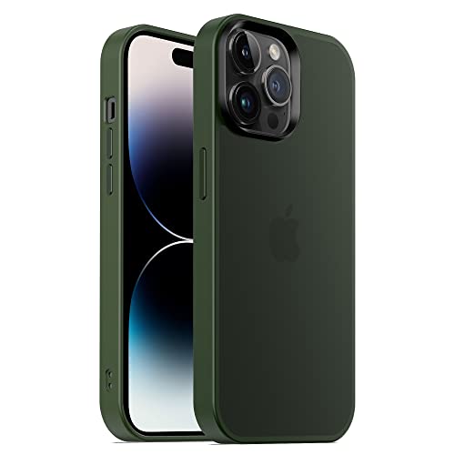 MR PROTECT Hülle kompatibel mit iPhone 14 Pro Max Matt [Hybridcase] Silikonrahmen & Polycarbonat Rückseite, Handyhülle, matte Schutzhülle [Widerstandsfähig] - Rückschale [Case Cover] (Schwarzgrün)