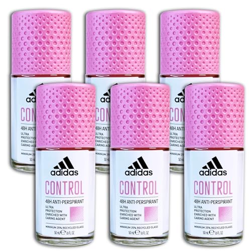6 er Pack Adidas Control Anti-Perspirant Roll-on Deoroller Deodorant 6x 50ml