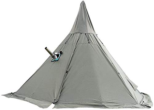 Sport Tent Camping Zelt Wasserdicht Tipi Zelt 4-Jahreszeiten mit Kaminloch und Innenzelt Kaminzelt Pyramiden/Indianerzelt für Outdoor Wanderungen Trekking (Grün, mit halb Gaze-Zelt)