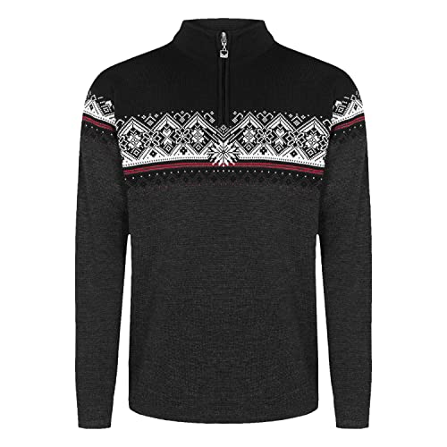 Dale of Norway Herren Pullover ST. Moritz Masculine Sweater, Dark Charcoal/Raspberry/Black/Off White, M