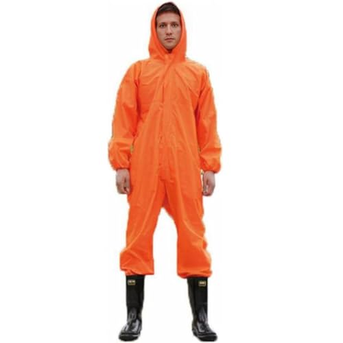 Guiran Herren wasserdichte Overalls mit Kapuze Regen Overalls Arbeitskleidung Regenmantel Sicherheit Anzüge Orange XL