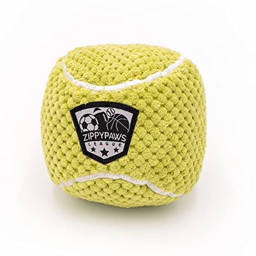 ZippyPaws SportsBallz – Plüsch-Tennisball Hundespielzeug, weiche Quietschbälle für Hunde, drinnen und draußen, Welpenspielzeug für kleine, mittelgroße und große Hunde, gefüllte Plüschspielbälle für